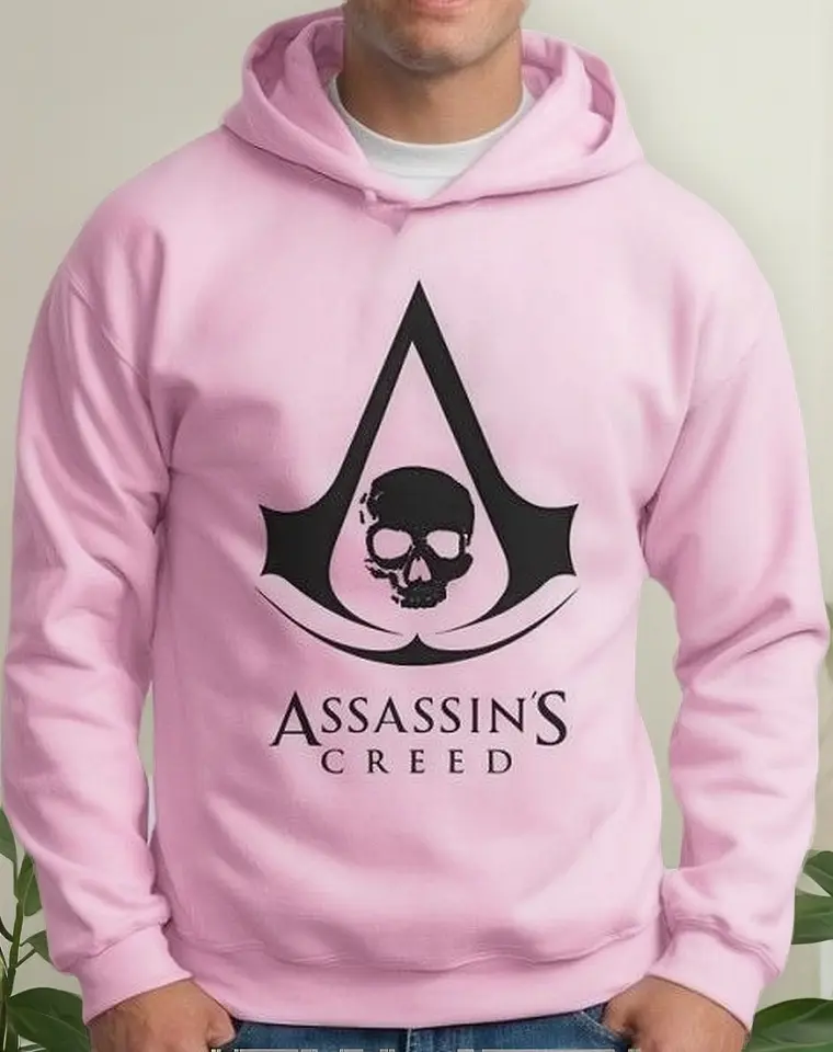 Moletom Silkscreen Estiloso Flanelado com Bolso e Capuz Assassins Creed - Imagem 3