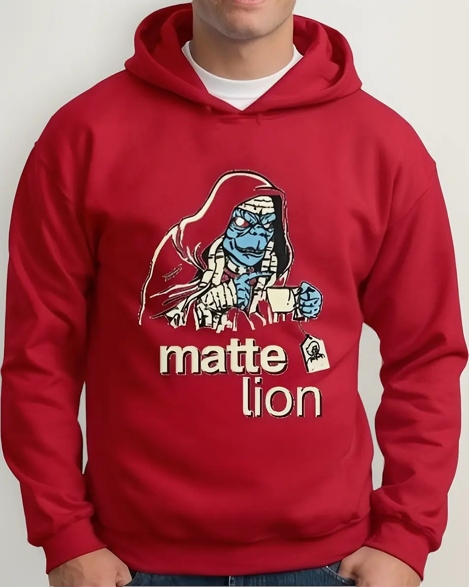 Moletom Silkscreen Estiloso Flanelado com Bolso e Capuz Mumm-Ha Matte Lion Vermelho