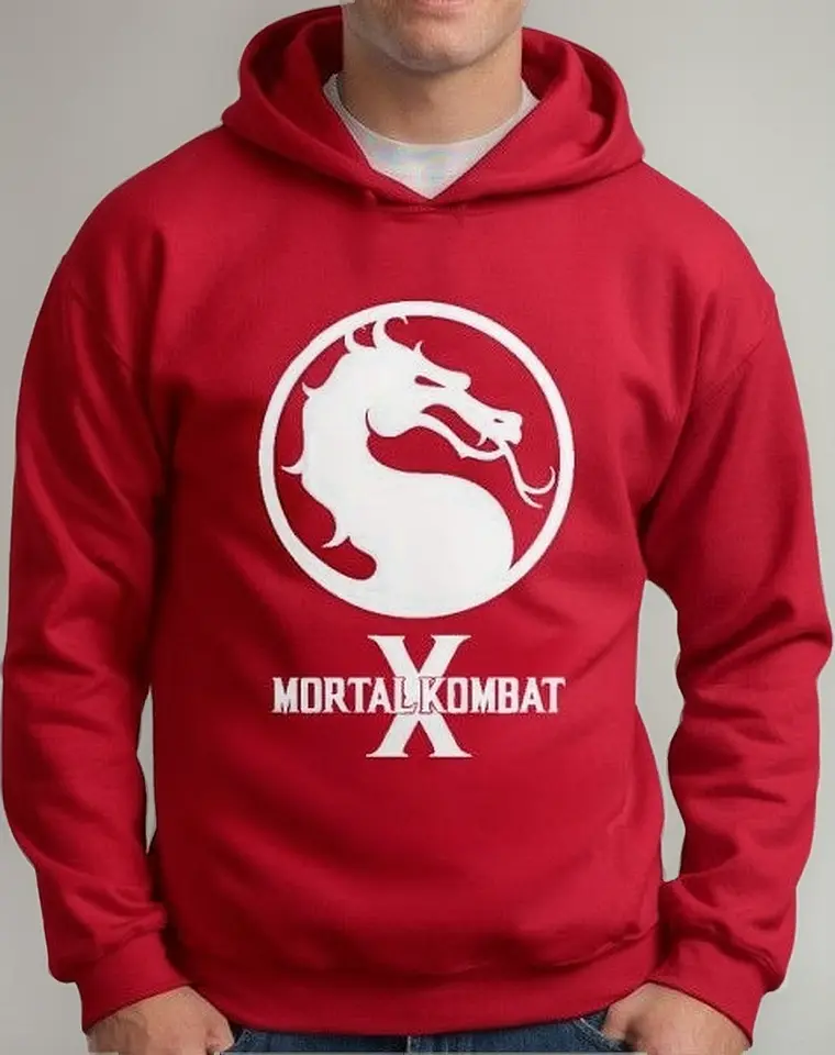 Moletom Silkscreen Estiloso Flanelado com Bolso e Capuz Mortal Kombat