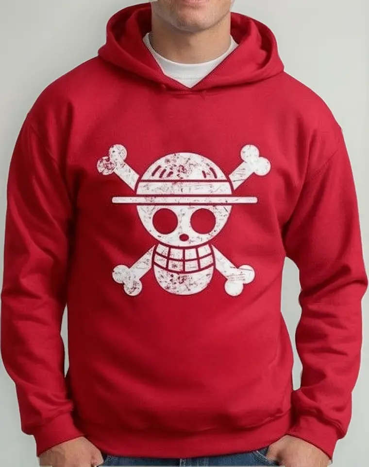 Moletom Silkscreen Estiloso Flanelado com Bolso e Capuz One Piece - Imagem 2