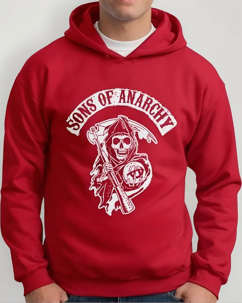 Moletom Silkscreen Estiloso Flanelado com Bolso e Capuz Sons Of Anarchy - Imagem 3