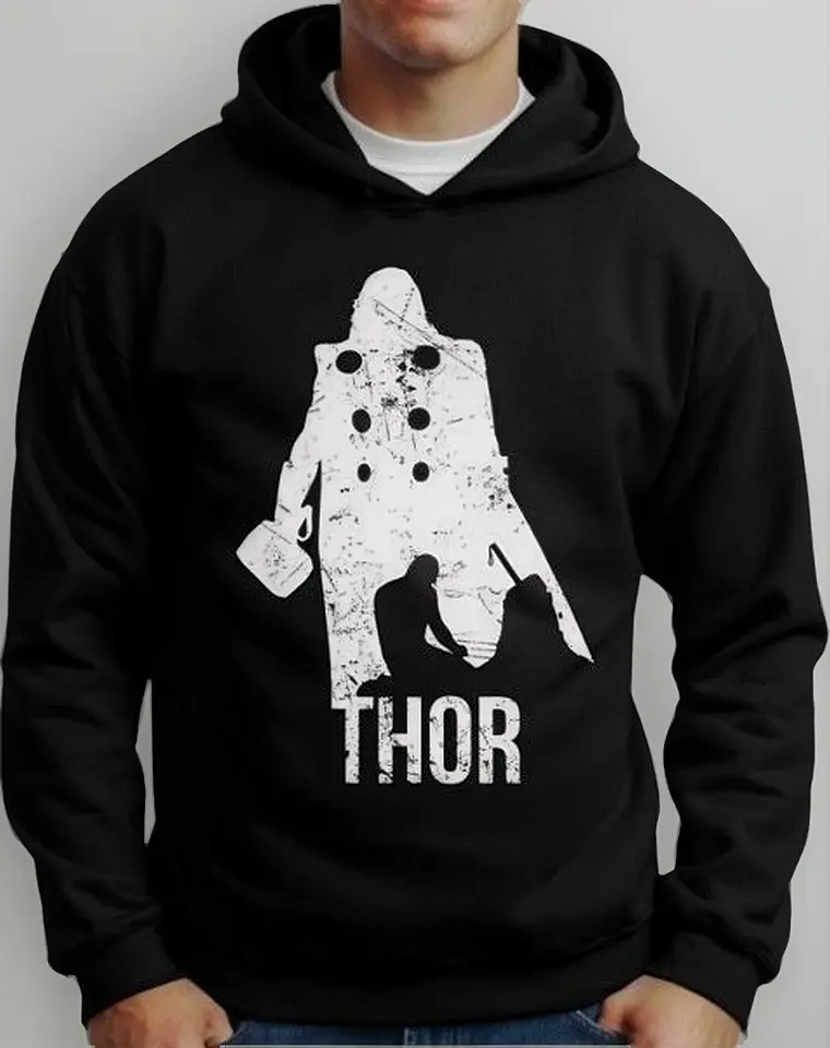 Moletom Silkscreen Estiloso Flanelado com Bolso e Capuz Thor