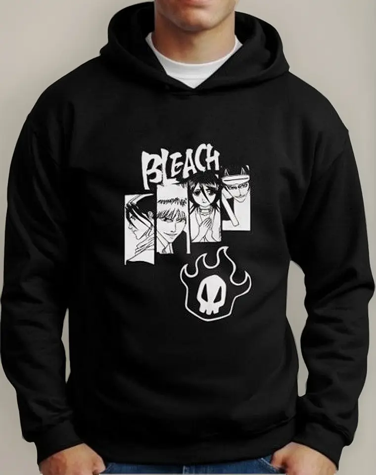 Moletom Silkscreen Estiloso Flanelado com Bolso e Capuz Bleach Preto