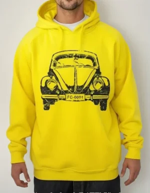 Moletom Silkscreen Estiloso Flanelado com Bolso e Capuz Fusca
