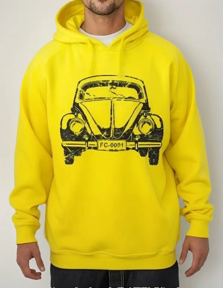 Moletom Silkscreen Estiloso Flanelado com Bolso e Capuz Fusca