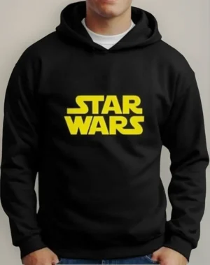 Moletom Silkscreen Estiloso Flanelado com Bolso e Capuz Star Wars Preto