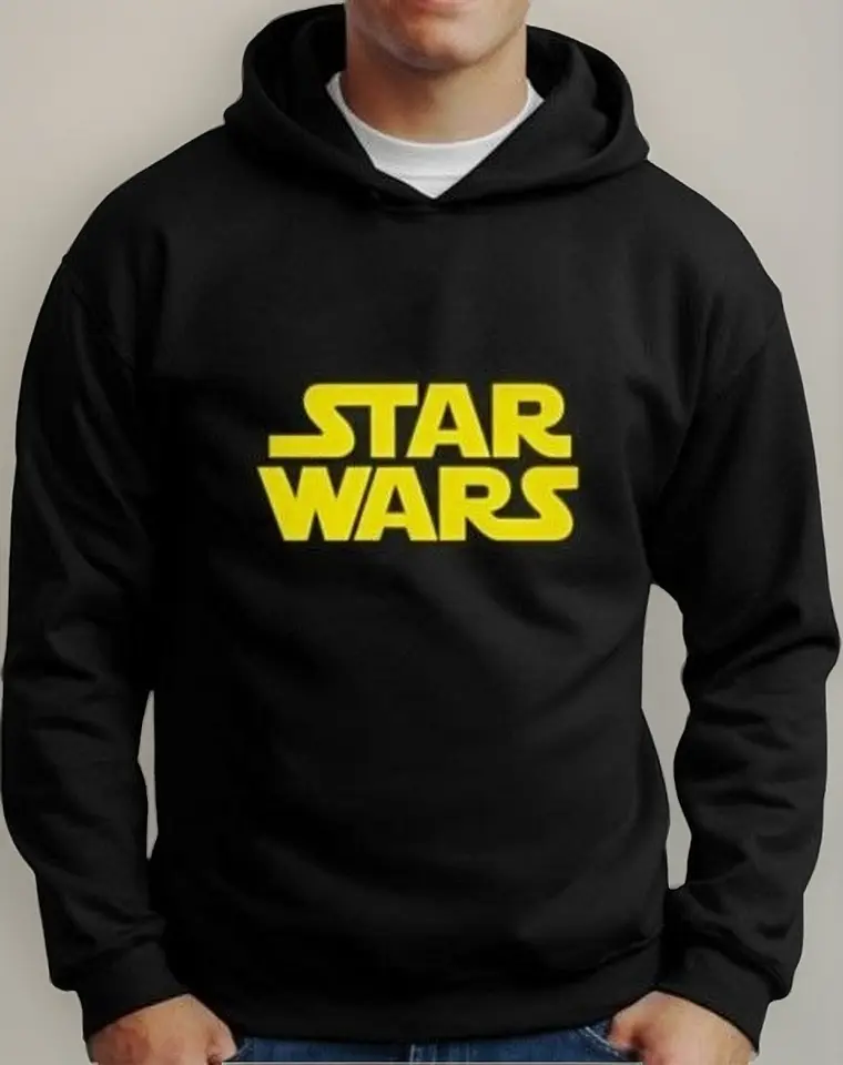 Moletom Silkscreen Estiloso Flanelado com Bolso e Capuz Star Wars Preto