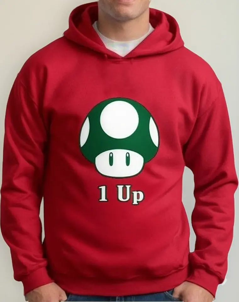 Moletom Silkscreen Estiloso Flanelado com Bolso e Capuz Super Mario 1 Up - Imagem 2
