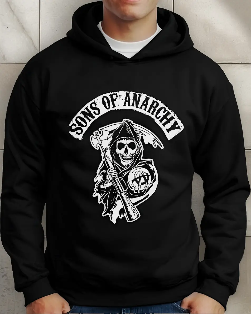 Moletom Silkscreen Estiloso Flanelado com Bolso e Capuz Sons Of Anarchy - Imagem 2
