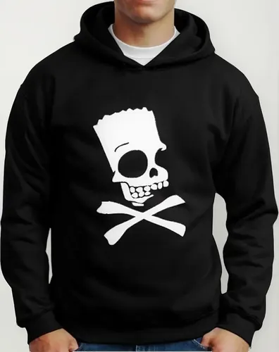 Moletom Silkscreen Estiloso Flanelado com Bolso e Capuz Bart Caveira