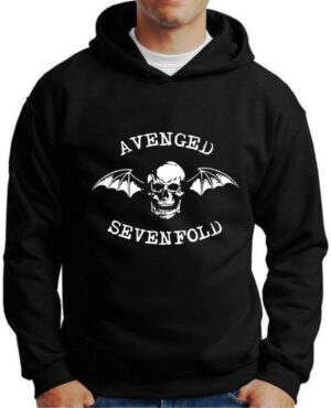 Moletom Silkscreen Estiloso Flanelado com Bolso e Capuz Avenged Sevenfold Preta M-571