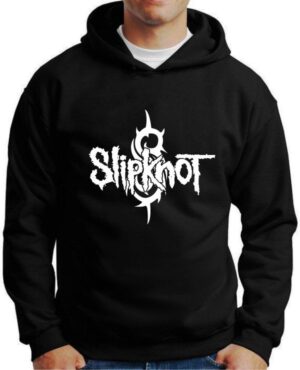 Moletom Silkscreen Estiloso Flanelado com Bolso e Capuz Slipknot Preta M-572