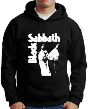 Moletom Silkscreen Estiloso Flanelado com Bolso e Capuz Black Sabbat Preta M-583