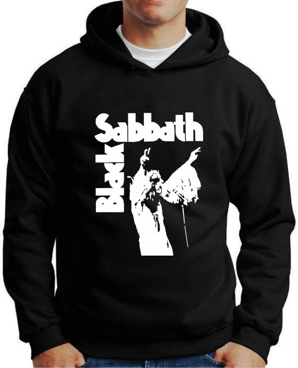 Moletom Silkscreen Estiloso Flanelado com Bolso e Capuz Black Sabbat Preta M-583