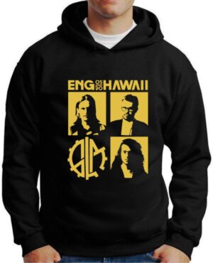 Moletom Silkscreen Estiloso Flanelado com Bolso e Capuz Eng do Hawaii Preta M-586