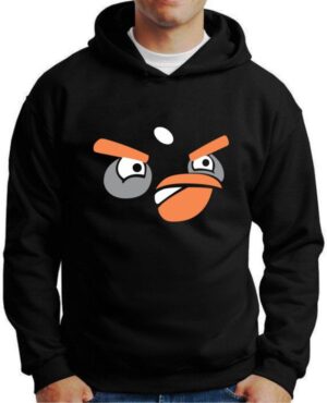 Moletom Silkscreen Estiloso Flanelado com Bolso e Capuz Angry Birds Preto M-675