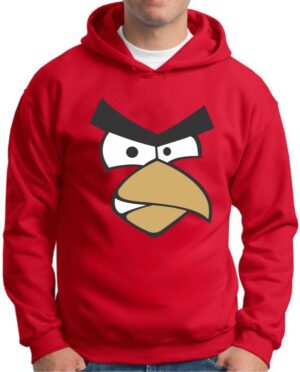Moletom Silkscreen Estiloso Flanelado com Bolso e Capuz Angry Birds Vermelho S-676