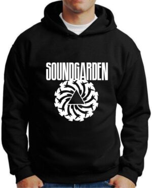Moletom Silkscreen Estiloso Flanelado com Bolso e Capuz Soundgarden Preta M-709
