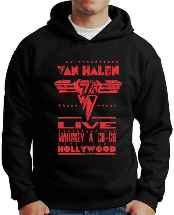 Moletom Silkscreen Estiloso Flanelado com Bolso e Capuz Van Halen Preta M-711