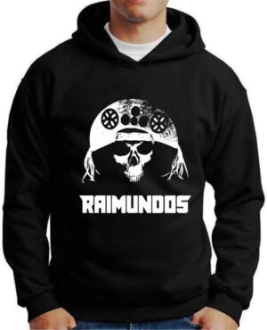 Moletom Silkscreen Estiloso Flanelado com Bolso e Capuz Raimundos Preto M-730