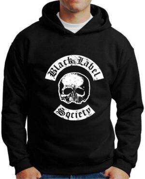 Moletom Silkscreen Estiloso Flanelado com Bolso e Capuz Black label Societ Preto M-736