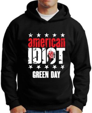 Moletom Silkscreen Estiloso Flanelado com Bolso e Capuz Green Day Preto M-737