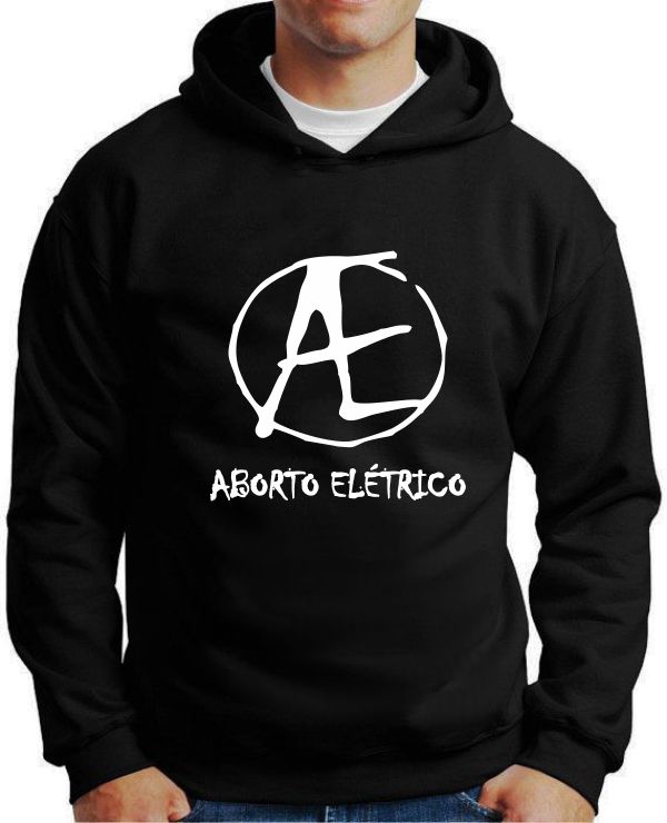 Moletom Silkscreen Estiloso Flanelado com Bolso e Capuz Aborto Eletrico M-738 - Imagem 2