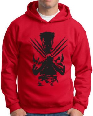 Moletom Silkscreen Estiloso Flanelado com Bolso e Capuz Wolverine Vermelha M-767