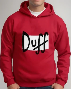 Moletom Silkscreen Estiloso Flanelado com Bolso e Capuz Duff Vermelha