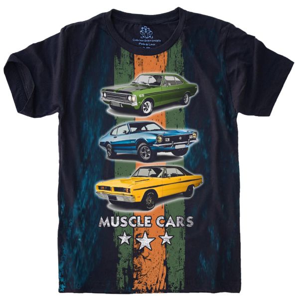 Camiseta Estilosa Fullprint Muscle Cars Opala Maverick e Dodge Charger S-673