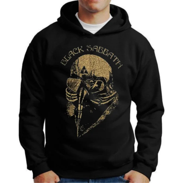 Moletom Silkscreen Estiloso Flanelado com Bolso e Capuz Black Sabbath