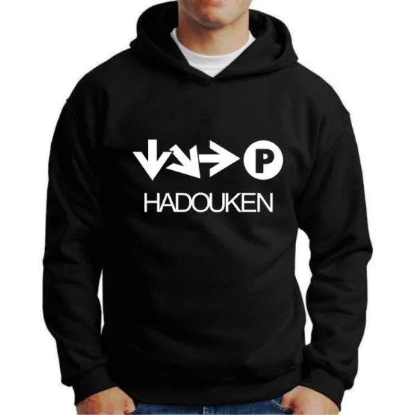Moletom Silkscreen Estiloso Flanelado com Bolso e Capuz Hadouken - Imagem 2