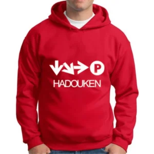Moletom Silkscreen Estiloso Flanelado com Bolso e Capuz Hadouken