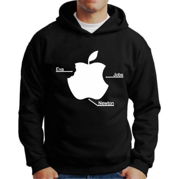 Moletom Silkscreen Estiloso Flanelado com Bolso e Capuz Maça Apple Eva, Jobs e Newton - Imagem 3