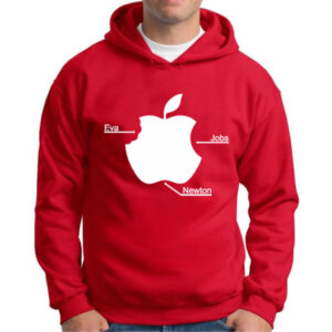 Moletom Silkscreen Estiloso Flanelado com Bolso e Capuz Maça Apple Eva, Jobs e Newton