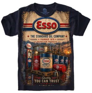 Camiseta Estilosa Fullprint Esso Petrol Agency Vintage S-722