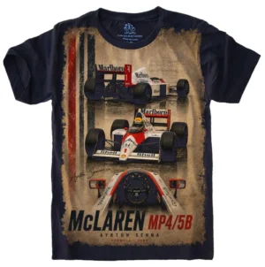 Camiseta Estilosa Fullprint McLaren Senna Vintage S-687
