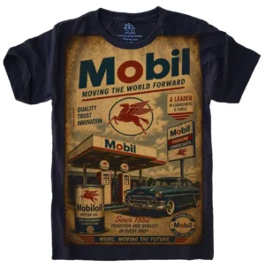 Camiseta Estilosa Fullprint Mobil Oil Vintage S-691