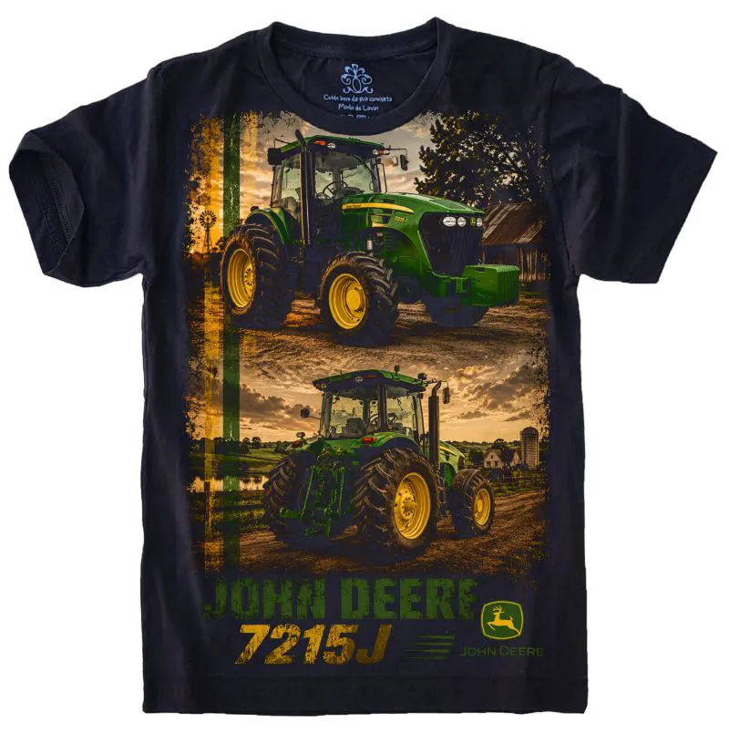 Camiseta Estilosa Fullprint Trator John Deere 7215J S-697