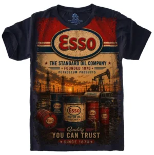 Camiseta Estilosa Fullprint Esso Petrol Agency Vintage S-717