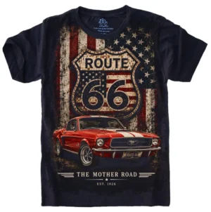 Camiseta Estilosa Fullprint Route 66 Mustang S-720