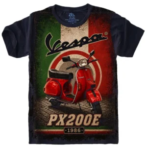 Camiseta Estilosa Fullprint Moto Vespa PX200E Vintage S-728
