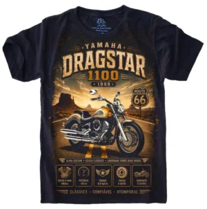 Camiseta Estilosa Fullprint Moto Dragstar 1100 Yamaha S-734