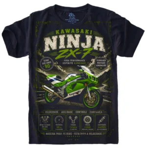 Camiseta Estilosa Fullprint Moto Kawasaki Ninja ZX-7 S-738