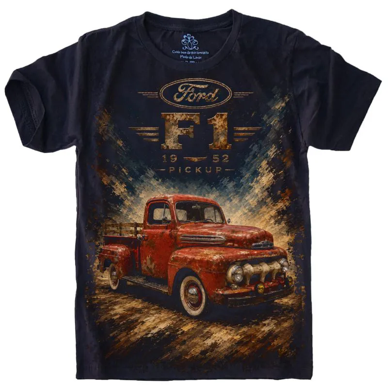 Camiseta Estilosa Fullprint Ford F1 Pickup 1952 Vintage S-760