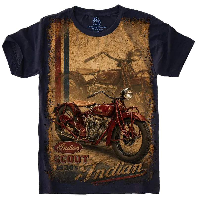 Camiseta Estilosa Fullprint Indian Scout 1930's Vintage S-761