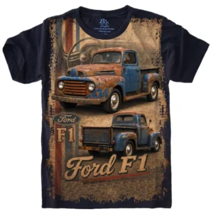 Camiseta Estilosa Fullprint Ford F1 Clássica Vintage S-764