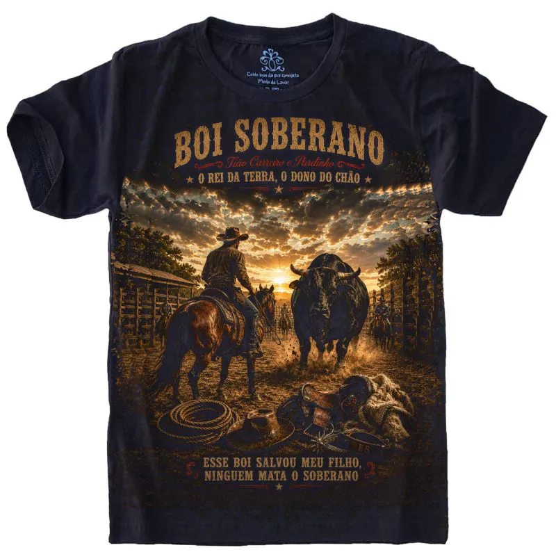 Camiseta Estilosa Fullprint Boi Soberano - Clássico da Música Sertaneja S-775