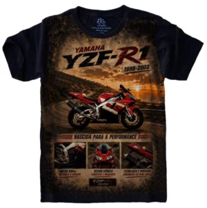 Camiseta Estilosa Fullprint Moto Yamaha YZF-R1 S-777