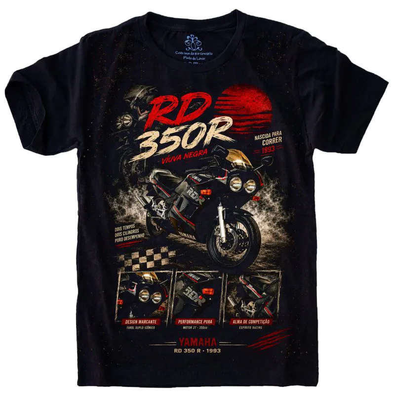 Camiseta Estilosa Fullprint Yamaha RD 350 R Viúva Negra - Lenda das 2 Tempos S-779